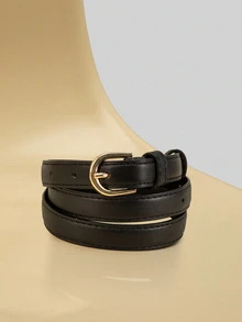 NobleVue 1 件女士黑色时尚纯色细腰带，适合日常生活、夏季、秋季、万圣节 - 黑色 - 查看 2