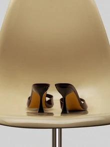 NobleVue 女士高跟正装鞋，适合派对、夜店、户外活动 - 尖头，闪亮漆皮，彩色材质，性感穆勒鞋，优雅咖啡棕色 - 咖啡棕 - 查看 5