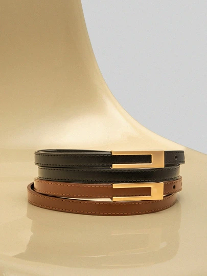 NobleVue 1 Pc Women's Simple And Fashionable High-Grade Alloy Material Belt, Solid Color Elegant Belt Accessories Suitable For Youth, Middle-Aged Women To Wear, Enhance Femininity, U-Shaped Hand-Buckled Thin Belt, Match With Classic Pants/Skirt Belt, Suitable For Summer Daily Office Wear, School, Suitable For Daily Wear, Fashion, Teenagers, Outdoor, Vacation, Sports, Travel, Street, Clothing Matching, School Season, Halloween