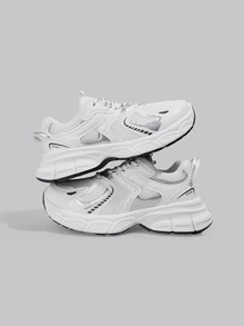 DareSee 2025秋季2024春夏新款厚底厚实厚底运动鞋女透气网面跑步运动休闲鞋 - 白色 - 查看 1