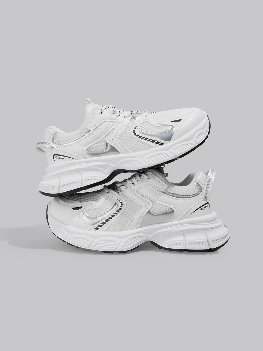 DareSee 2025秋季2024春夏新款厚底厚实厚底运动鞋女透气网面跑步运动休闲鞋 - 白色 - 查看 1