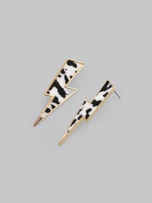 DareSee 1 Pair Retro Western Style Classic Minimalist Lightning Leopard Print Daily Versatile Unique Fashion Earrings For Women - Earrings - View 7