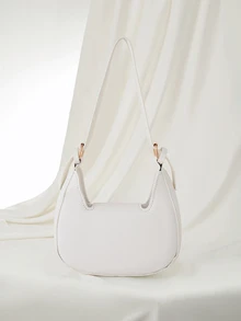 Clariva 女士新月形休闲斜挎包，韩版风格，时尚简约单肩手提包 - 白色 - 查看 4