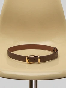 Ladies' Casual Business Retro Versatile Buckle Leather Belt Summer, School Fall, Autumn, Halloween - Brown - View 3