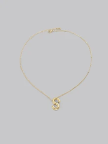 DareSee 1 件气球光滑 A-Z 吊坠字母项链时尚简约链条锁骨链，节日礼物，适合女性日常佩戴 - 金黃色 - 查看 3