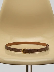 NobleVue 金属扣腰带，适合夏季和学校的连衣裙 - 咖啡棕 - 查看 1