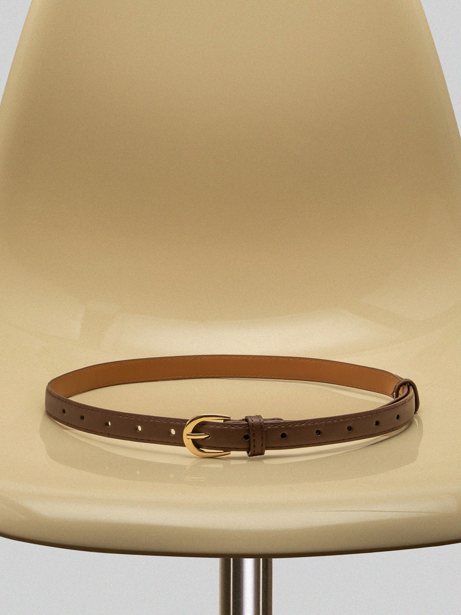 NobleVue 金属扣腰带，适合夏季和学校的连衣裙 - 咖啡棕 - 查看 1