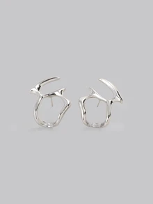 DareSee Structured Stud Earrings - Silver - View 1