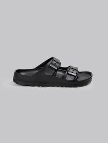 DareSee Fashionable Couples' EVA Rubber Flip Flops For Women, Solid Color Toe Thong Flat Slippers Suitable For All Seasons Outdoor Activities, Walking, Work, Beach, Vacation Or Home Use Music Fest - Black - View 2