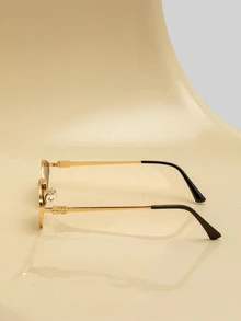 NobleVue 1 件装金属菱形复古小框多边形时尚眼镜，男女通用嘻哈街头风格 - 茶色 - 查看 4