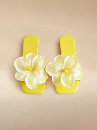 Glizzene Dép lê đế bằng kiểu Pháp họa tiết hoa dành cho nữ, dép thời trang mùa hè mới, phù hợp cho hẹn hò, mua sắm, dự tiệc, kỳ nghỉ biển, ở nhà và thư giãn, đám cưới.