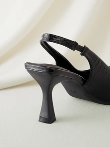 Clariva 2025秋冬季侧拉链粗跟系带马丁靴，黑色粗跟优雅纯色时尚女靴，完美搭配开衫/毛衣，猫跟，优雅，女士高跟鞋，尖头高跟鞋 - 黑色 - 查看 3