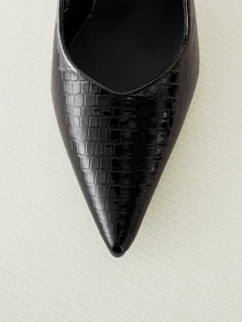 Clariva 2025秋冬季侧拉链粗跟系带马丁靴，黑色粗跟优雅纯色时尚女靴，完美搭配开衫/毛衣，猫跟，优雅，女士高跟鞋，尖头高跟鞋 - 黑色 - 查看 4