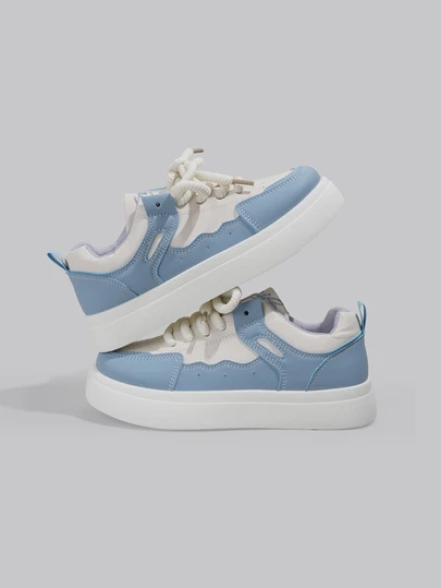 DareSee Höst/vinter moderiktiga vita sneakers med färgblock