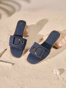 Tropiscape New Arrival Women's Fashionable Flat Sandals - Navy Blue - View 3