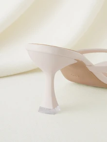 Clariva 女士高跟凉鞋，米色夏季时尚人字拖，性感优雅的小猫跟正式派对鞋，经典简约条纹绑带设计女士细高跟凉鞋，适合搭配连衣裙、日常穿着、返校季 - 米色 - 查看 2