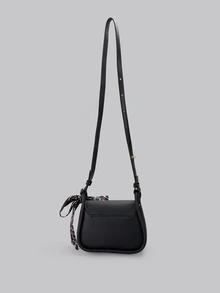DareSee 1pc Vintage Solid Color Soft Edge PU Saddle Bag, Mini Magnetic Flap Adjustable Shoulder Strap, Suitable For Women Casual Daily Use Music Fest Back To School - Multicolor - View 3