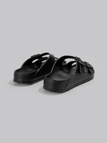 DareSee Fashionable Couples' EVA Rubber Flip Flops For Women, Solid Color Toe Thong Flat Slippers Suitable For All Seasons Outdoor Activities, Walking, Work, Beach, Vacation Or Home Use Music Fest - Black - View 5