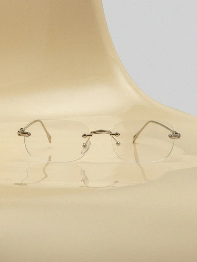 NobleVue 1pc Classic Fashionable High-End Rimless Metal Eyeglasses (Eyeglass Case Not Included)