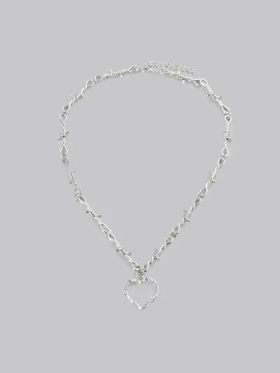 DareSee 1 PC Small Wire Brambles Iron Heart Choker Necklace Women Hip-Hop Gothic Punk Style Barbed Wire Little Thorns Chain Choker Gifts