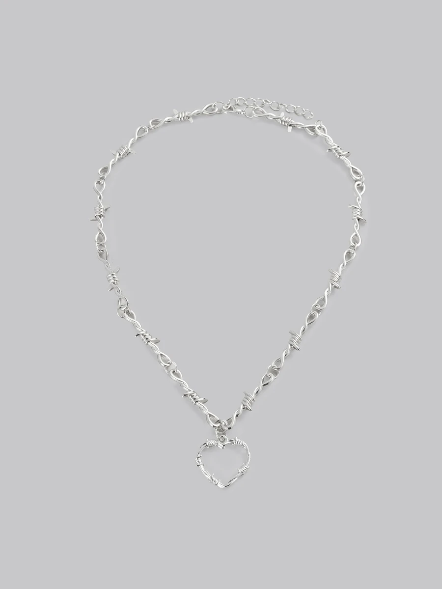 DareSee 1 PC Small Wire Brambles Iron Heart Choker Necklace Women Hip-Hop Gothic Punk Style Barbed Wire Little Thorns Chain Choker Gifts - Pendant Necklace - View 1