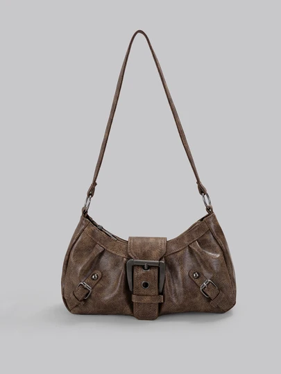 DareSee Fashionable Solid Color Rivet Decoration Armpit Foreskin Buckle Flip Shoulder Bag, Suitable For Shopping, Wallets, Shopping, Young Women, College Students, Newcomers, White-Collar Workers. They Are Very Suitable For Offices, Universities, Work, Business, Commuting, Outdoor Activities, Travel, And Outings