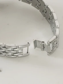 Clariva 1 件女士椭圆形表盘双色不锈钢表带经典商务石英表带钻石，适合日常使用 - 銀色 - 查看 4