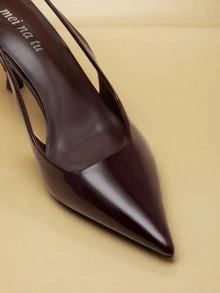 NobleVue Women's High Heel Pumps, Pointed Toe High Heels, Fashion Stiletto Heels, Back Strap Low Vamp Sandals, Elegant, Kitten Heels - Brown - View 3