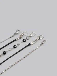 DareSee 5pcs/Set Vintage Fashion Leather Rope Star Pendant Necklace, Unisex, Antique Silver Color, Y2K Aesthetic Style Jewelry Music Fest Back To School - View 3