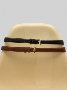 NobleVue 3条金色方扣日常真皮腰带，时尚优雅，适合搭配连衣裙、T恤、休闲裤，女士夏季、秋季、万圣节等场合。 - 彩色 - 查看 1