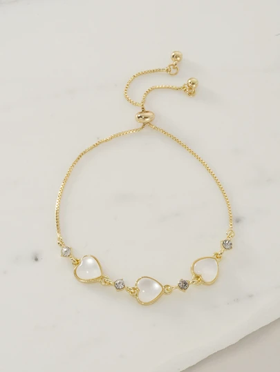 Clariva 心和水鑽裝飾手環