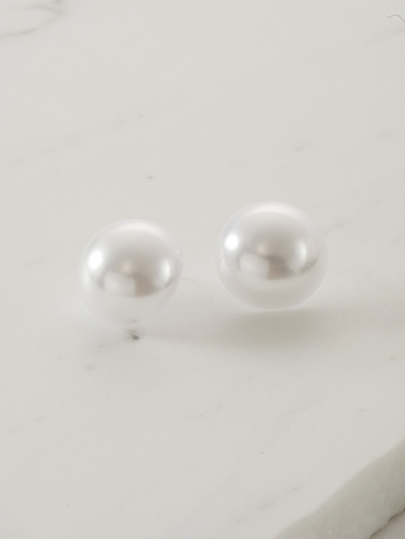 Clariva Faux Pearl Decor Stud Earrings