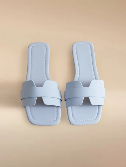 Glizzene Nuevas sandalias de moda casual con tira para mujer, cómodas sandalias planas de punta abierta para playa, boda