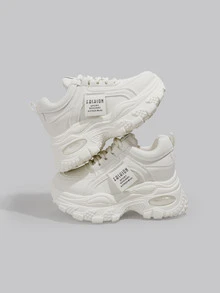 DareSee 新款网面休闲女鞋，透气时尚百搭女士厚底运动鞋 - 米色 - 查看 1