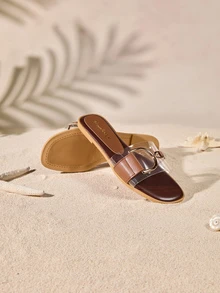 Tropiscape New Stylish Ladies Fashion Flat Sandals - Brown - View 4