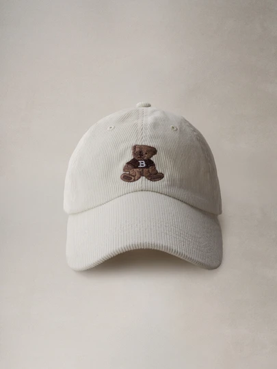 Hatastic 1 件复古可爱刺绣熊拼布男女通用棒球帽，秋冬