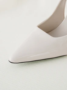 Clariva Women High Heel Pumps, Spring New Pointed Toe High Heels, Sexy Stiletto Black Patent Leather Sandals, 2-In-1 Convertible Shoes, White Sandals - White - View 3