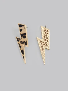 DareSee 1 Pair Retro Western Style Classic Minimalist Lightning Leopard Print Daily Versatile Unique Fashion Earrings For Women - Earrings - View 4