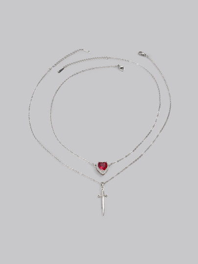 DareSee 1pc Titanium Steel Sword Heart Pendant Necklace, Valentine's Day Gift For Men And Women