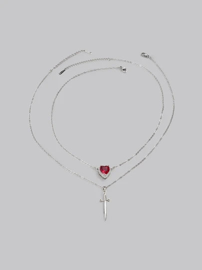 DareSee 1pc Titanium Steel Sword Heart Pendant Necklace, Valentine's Day Gift For Men And Women