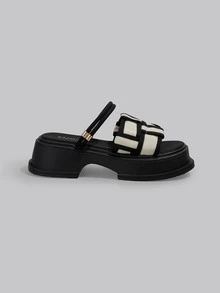 DareSee 女士厚底坡跟凉鞋 舒适露趾拖鞋 - 米色 - 查看 2