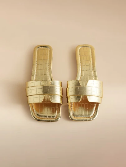 Glizzene Women's Fashion Casual Strap Flat Slides Slippers, Comfortable Slip-On Sandals For Beach & Outdoor Wear, Spring/Summer Wedding Wedding