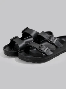 DareSee Fashionable Couples' EVA Rubber Flip Flops For Women, Solid Color Toe Thong Flat Slippers Suitable For All Seasons Outdoor Activities, Walking, Work, Beach, Vacation Or Home Use Music Fest - Black - View 4