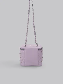 DareSee 2025年新品小众优质化妆盒包，迷你口红包，女士迷你时尚手提包和单肩包，闪亮盒式手拿包 - 粉色 - 查看 3