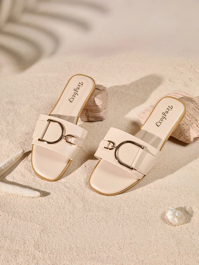 Tropiscape Women's Fashion Flat Sandals, Casual Flat Sandals With Buckle, Summer Footwear