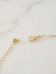 Clariva 一件優雅的人造珍珠鏈鍊手鍊，適合日常佩戴 - 金黃色 - 查看 4