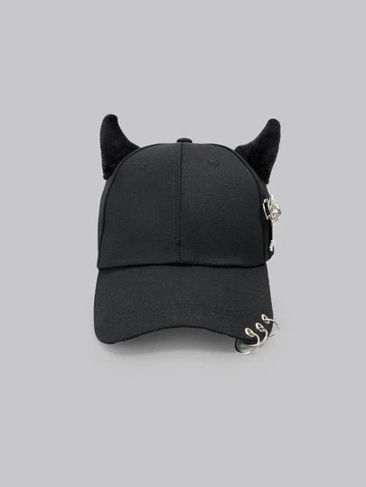 DareSee 1pc Women's Iron Hoop Baseball Cap, Horn-Shaped Styling, Adjustable Sun Protection Casual Hat, Suitable For Spring, Autumn Outings, Travel, Beach Parties