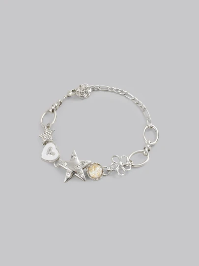 DareSee 1Pc Beautiful Heart Star Chain Bracelet, All Matching Fairy Tales, Love, Y2K Jewelry, Daily Niche Design, Daily Wearing Accessories, Girl Jewelry Gifts Valentines,Mom,Mother,Mother's Day,Gift