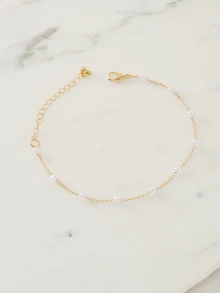 Clariva 一件優雅的人造珍珠鏈鍊手鍊，適合日常佩戴 - 金黃色 - 查看 3