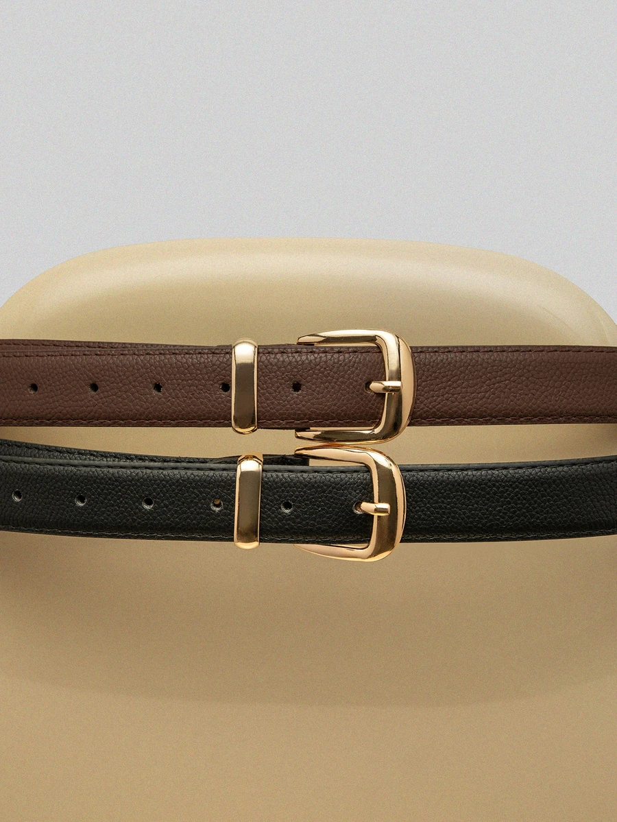 Ladies' Casual Business Retro Versatile Buckle Leather Belt Summer, School Fall, Autumn, Halloween - Brown - View 1